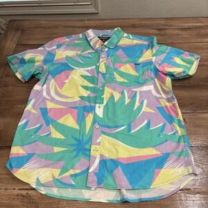 Chubbies Shirt Mens XL Short Sleeve Button Hawaiian Multi Color